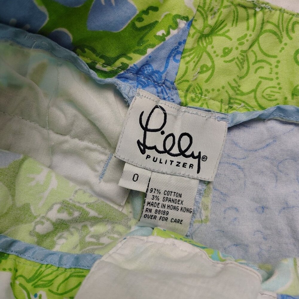 Vintage Lilly Pulitzer Patchwork Pants Sz 0 Floral Zoo Print Cropped - Picture 5 of 8